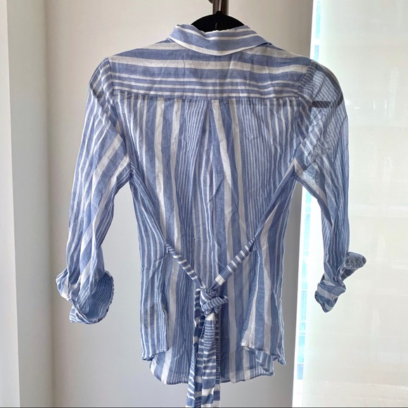 NWT L’Academie The Bente Button Up in Blue stripe - Picture 7 of 10